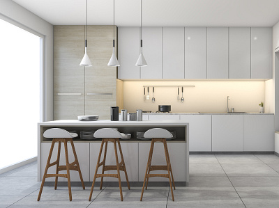 3D White and Modern Kitchen Interior 3d interior rendering 3d interior rendering services 3d interior visualization 3d kitchen interior 3d kitchen interior design