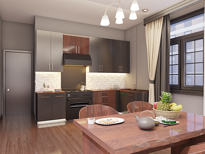 Kitchen 3D Interior Rendering for Ultimate Sophistication