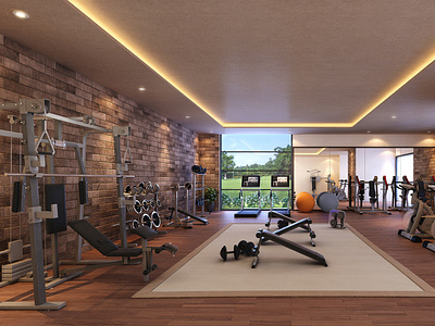 3D Interior Rendering of Gym / Fitness Center