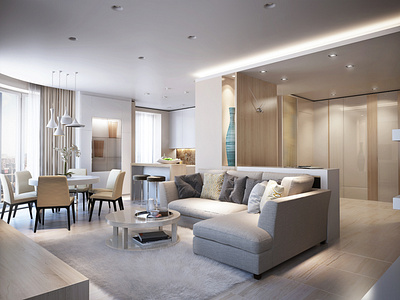 3D Interior Rendering of Living room in Newyork