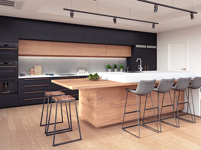 Stylish and Modern 3D Interior Rendering of Kitchen 3d animation studio in ahmedabad 3d walkthrough companies 3danimation 3darchitecturalwalkthrough 3dexteriorrendering 3drenderindservices