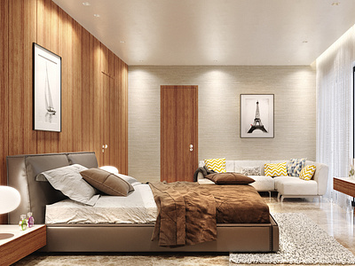 Minimal & Cozy Master Bedroom design by 3D Visualization Company