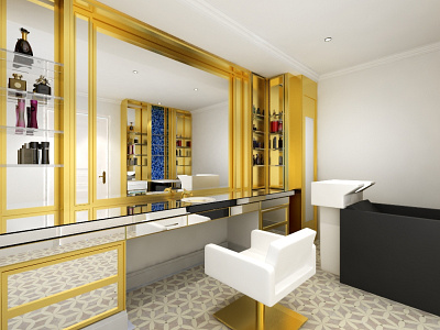 Luxury warm Stylish Salon 3D Rendering