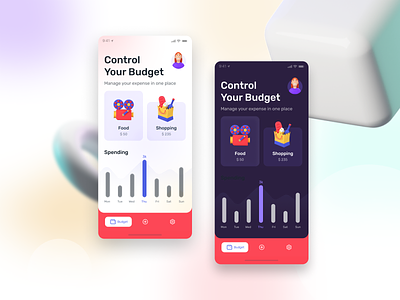 Pocket Money-saving App Design 3d concept dark dashboard finance gradient light mobile app mobile ui modern ui ui ux