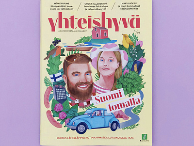 Yhteishyvä bright collage color cover design finland illustration magazine magazine cover magazine illustration people roadtrip spring summer