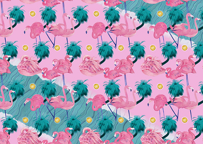 Flamingo collage color design digitalart fashion feminine finland finnish flamingo girly illustration pattern pink print
