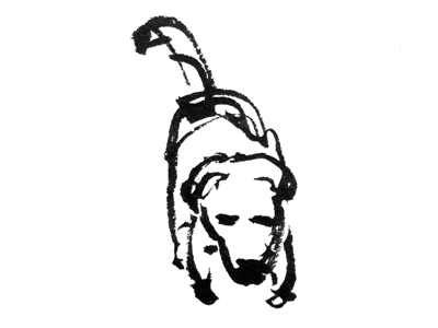 Dog In The Park brush dog illustration logo sketch