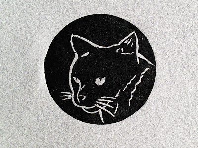 hand-made cat stamp cat hand made lino linocut stamp
