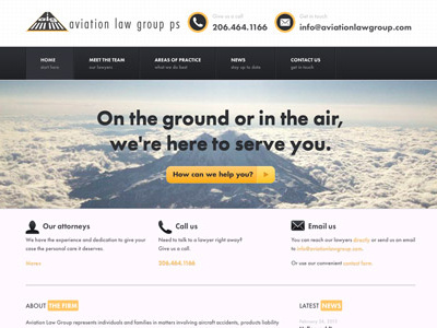 Aviation Law Group Website attorneys clean homepage law firm responsive web design website