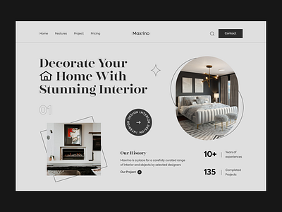 Interior Web Header architecture clean decoration design furniture home homepage interior landing page minimal room ui ux visual website