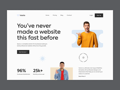 Vecto - SaaS Web Header clean creative design design figma header home homepage landing landing page minimal saas saas website ui ux web design website