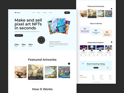 Vacto - NFT Landing Page blockchain clean creative crypto cryptoart cryptocurrency design homepage landing page minimal nft art nft marketplace nfts ui ux web design webpage website