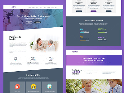 Matrix Medical homepage icons insurance landing page line icons medical page divider parallax timeline video background wordpress