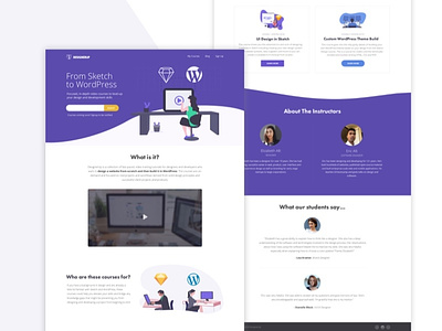 DesignerUp School courses drawings homepage illustrations landing page lead capture page purple sales page squeeze page testimonials tutorials user experience design user interface design web design