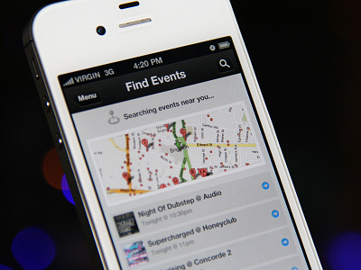 Find Local Music Events app find iphone locate map mobile music search uiux