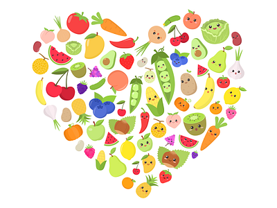 Fruits and Vegetables app design illustration ui vector