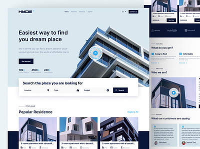 Homie - Real Estate Market Landing Page design landing page landing page design real estate real estate website realestate ui ux web design website design