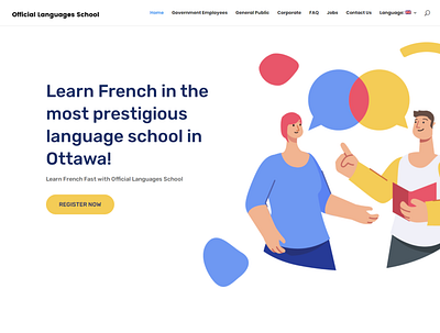 Website and Illustration for Language School branding custom wordpress design design illustration ui vector website website design wordpress website design