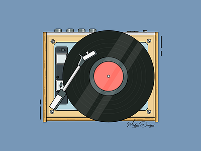 Record Player design flat art illustrated illustration mp3 music player record