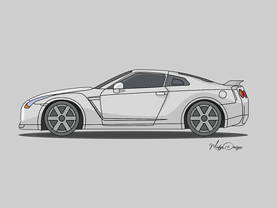 Nissan GTR car design flat art gtr illustrated illustration nissan