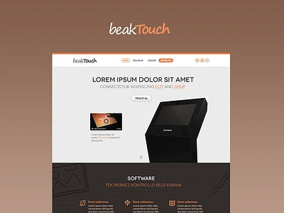 BeakTouch • Kiosk beaktouch brown design kiosk layout one page orange screen touch website