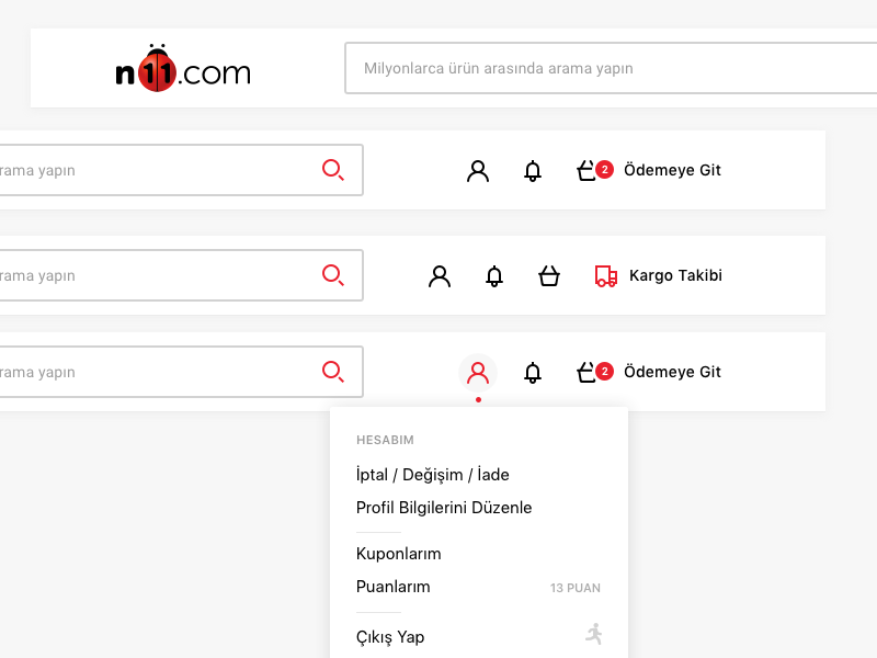 Menu Concept header icons search searchbar menu list navbar menu concept design