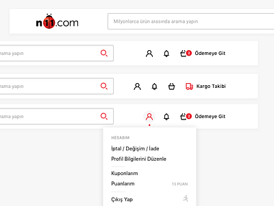 Menu Concept concept design header icons menu menu list navbar search searchbar