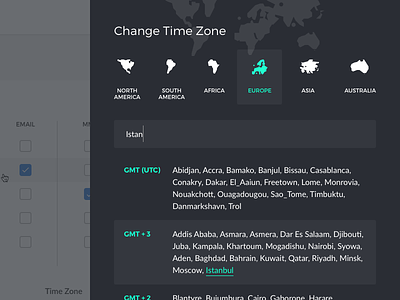 Change Time Zone Modal