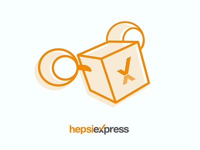 Hepsiexpress Flying Box Illustration box cargo hepsiburada icon illustration orange shipping