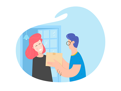 Give her a gift 🎁 blue cargo delivery flat gift gift box illustration ui