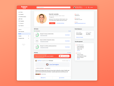 Kazoo Profile Page application dashboard design platform profile ui user ux