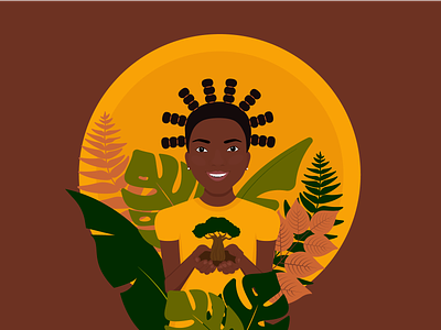 African girl holding little baobab with tropical plants 16 of june africa kids african girl baobab childhood children children of africa continent environment environmental protection nature symbol of africa tropical plants