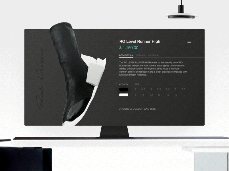 Product card concept animation card detail e commerce fashion product shoes sketch sneakers ui ux web