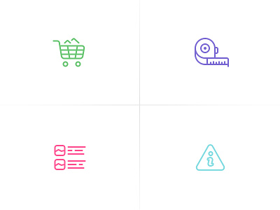 Four icons cart catalog help icon information roulette size snick snickdesign