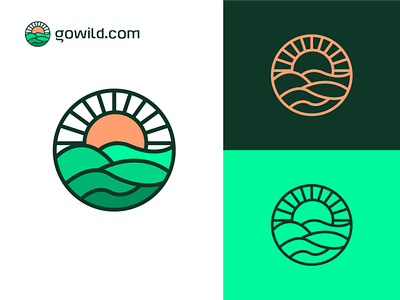 gowild.com branding emblem logo flat bradning line logo minimal branding ocean ocean logo outdoor outdoor logo sun logo wave logo wild wildlogo