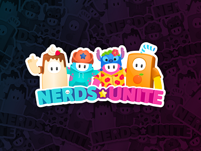 Nerds Unite - Fall Guys Edition art director beans colorful design designer food fun icon illustration illustrator sticker stickermule typography vector