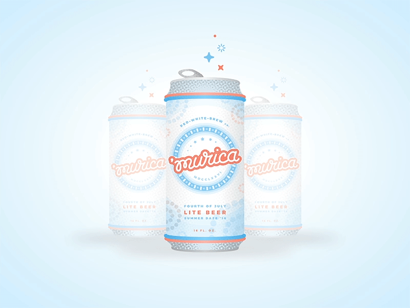 Red • White • Brew 4th of july animation beer blue fireworks fourth of july gif illustration lettering red usa white