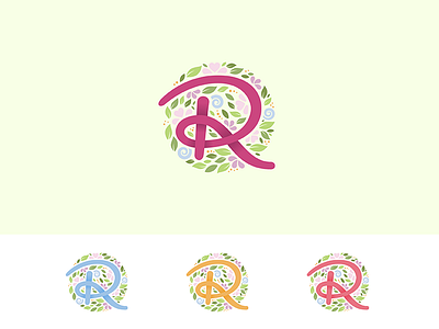 Flower Shop Logo Variation design elegant flower icon illustration lettering logo monogram pink shop typography variation