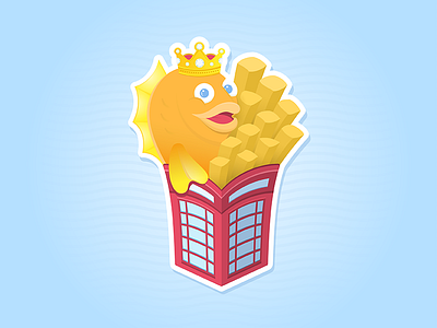 Royal Fish n' Chips chips crown england fish food fries illustration london stickermule telephone uk united kingdom