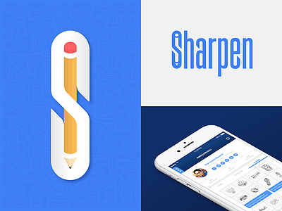 Sharpen Brand app branding design lockup logo mobile pencil phone sharpen sketch ui ux