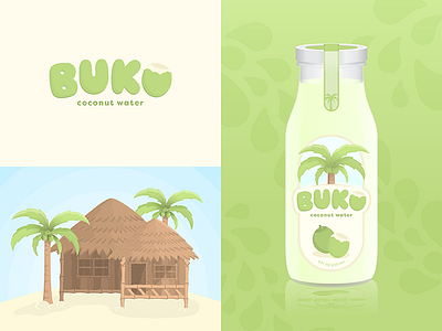 Buko Coconut Water bottle branding coconut design detail drink fun logo simple summer tropical water