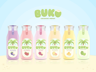 Buko Bottles bottles branding coconut design detail flavors fun logo simple summer tropical water
