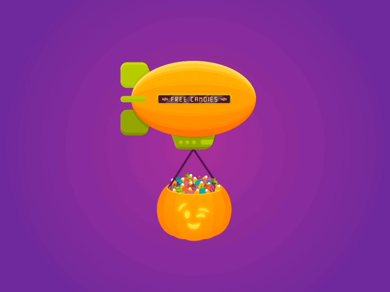 Pumpkin Blimp animation basket candies gif halloween led pumpkin treat trick