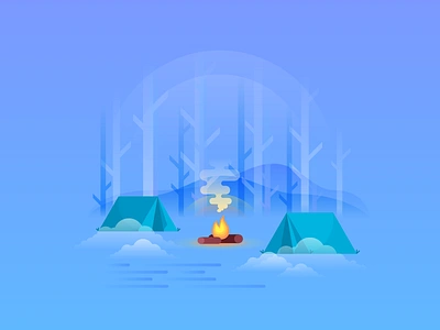 Winter Camp bon fire camp cold design fire freezing illustration illustrator relaxing vector winter