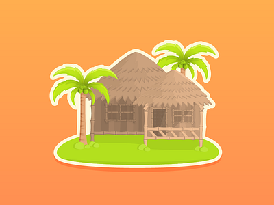 Tropical Nipa Hut coconut design house hut illustration illustrator island paradise trees tropical vector