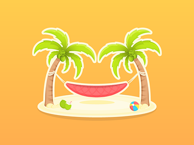Tropical Hammock chill coconuts design hammock illustration illustrator island relax tropical vector