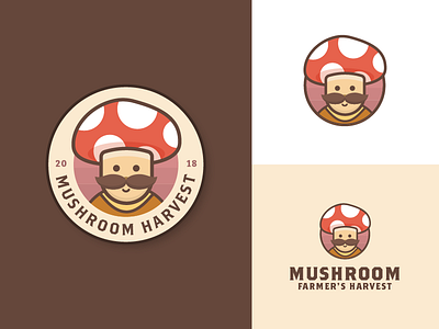 Mushroom Harvest badge branding design farm farmer harvest icon illustration logo mushroom tag