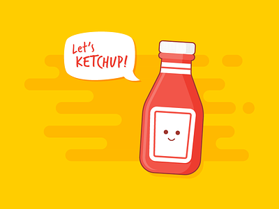 Let's Ketchup! adorable bottle cute design humor ketchup pun type typography