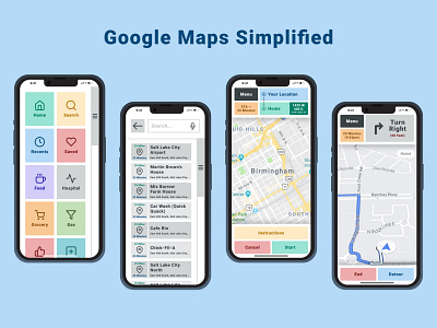 Simplified Google Maps Case Study case study concept design google google maps maps ui