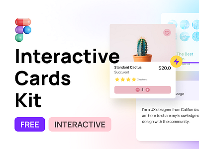 Figma Interactive Cards UI Kit - Free auto animate cards figma figma design interface smart animate ui ui design ui kits user interface ux ux design